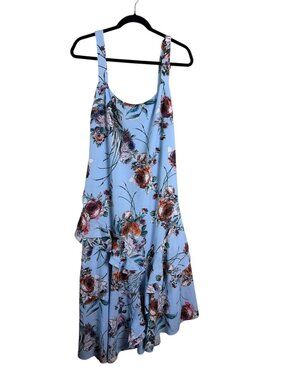 Cooper St. Botanical Floral Blue Sundress Fairycore Whimsy Ruffle Maxi SZ 6